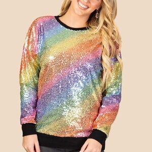 Vibrant Rainbow Sequin Sweater NWT